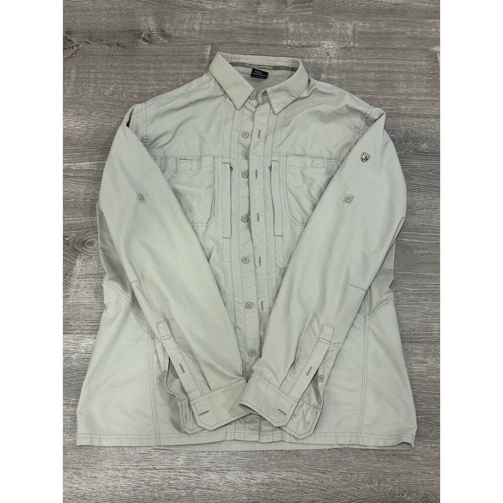 Kuhl Born In The Mountains Beigh Long Sleeve Nylon Polyester Hiking Shirt Mens L